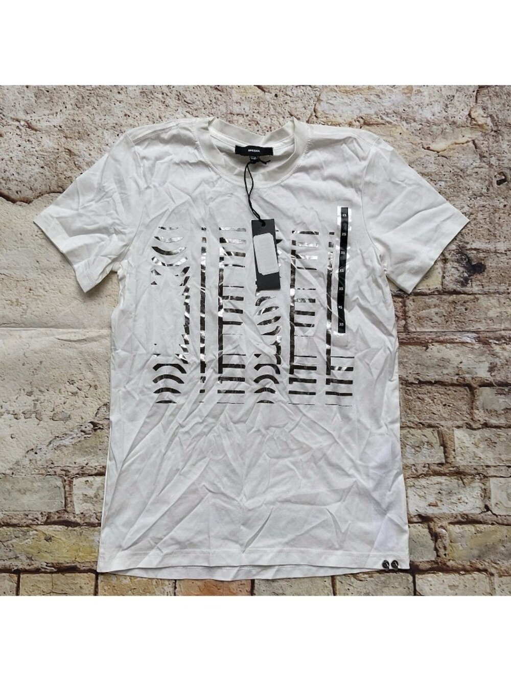 $68 Diesel Women’s T-Sily Inter T-Shirt Short Sleeves In White Size XS